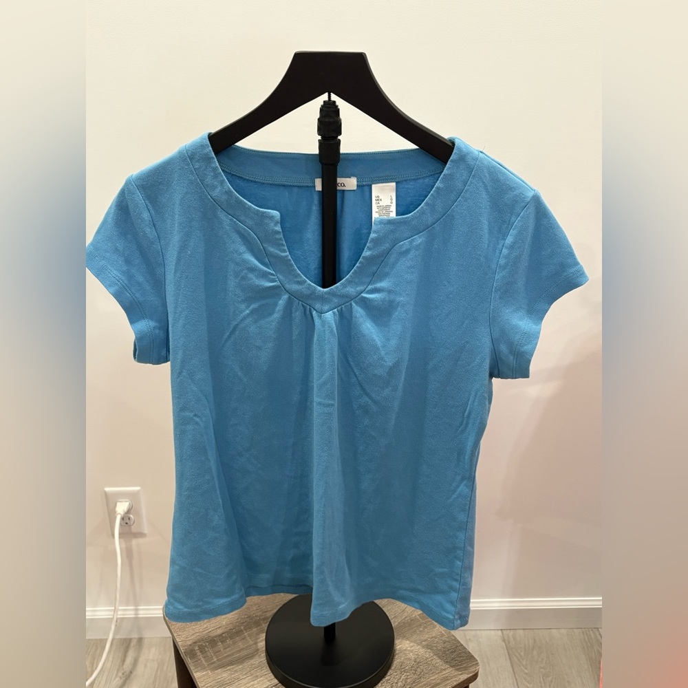 Liz & Co. Sky Blue Short Sleeve Top